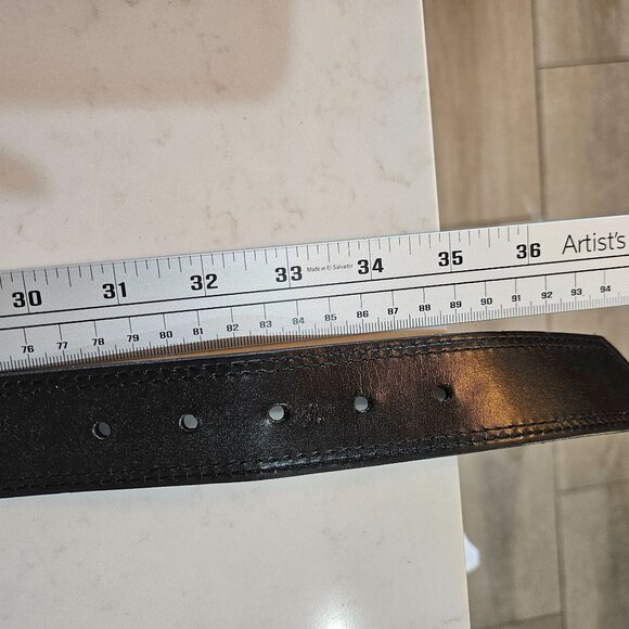 Wrangler Mens Reversible Leather Belt Sz 32 Black Brown Rotated Buckle Guatemala - Picture 3 of 11